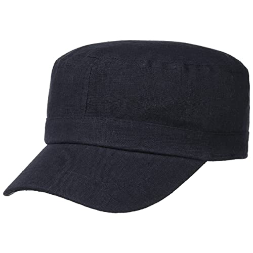 Lipodo Linen Army Cap Women/Men - Summer with Peak, Hook-and-Loop Closure Spring-Summer - One Size Navy