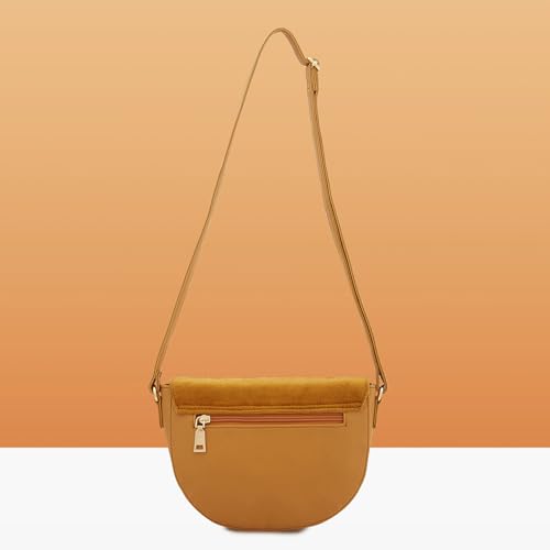 Image of Caprese Siji Tresna Medium Crossbody Bag for Women with Adjustable Strap & Zip Closure | Kashida Velvet Embroidery Sling Bag | Stylish & Lightweight Bag for Daily Use, Travel & Casual Outings