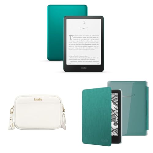 Amazon Kindle Paperwhite Bundle: Includes, Amazon Kindle Paperwhite Signature Edition 32GB | Metallic Jade, Sling Bag | Dune, Clear Back Case | Jade