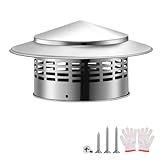Tapa de chimenea de acero inoxidable con protector de malla, sombrero de lluvia y nieve, extremo de tubo de escape para ventilación