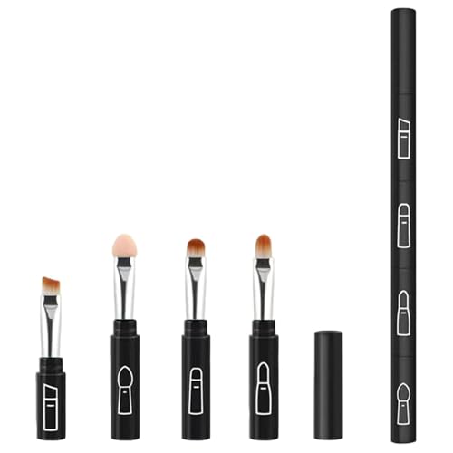 Juego De Brochas De Maquillaje Portátil: Mini Kit De Brochas Cosméticas, Herramienta De Rubor En Polvo Desmontable, Aplicador De Base, Brochaas De Belleza | Accesorio De Maquillaje Compacto Para Bodas