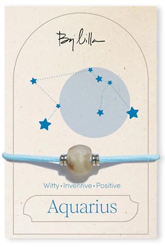 By Lilla Zodiac Bracelet Hair Ties for Women – Hair Tie Bracelet with Gold Accents - Boho Jewelry for Wrist and Ponytail (Aquarius)