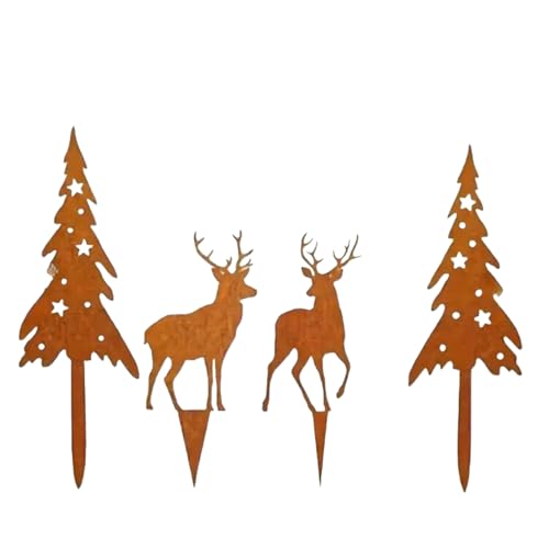 KLINNA 4er Set Gartenstecker Hirsch als REH Bäume Familie | Edle...