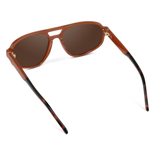 WMP Eyewear - Women’s Retro Double Bridge Aviator Sunglasses with Polarized Lenses, Lightweight Frame, & Full UV Protection4