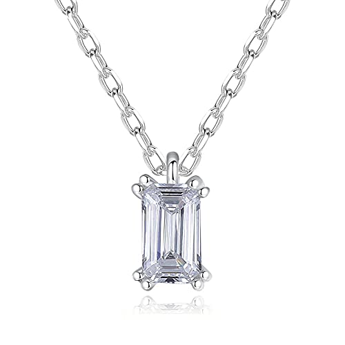 Collier pendentif en cristal rectangle en argent 925 élégant pour femme