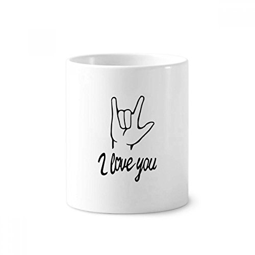 Tasse en céramique pour brosses à dents et stylos décor design Noir I Love You