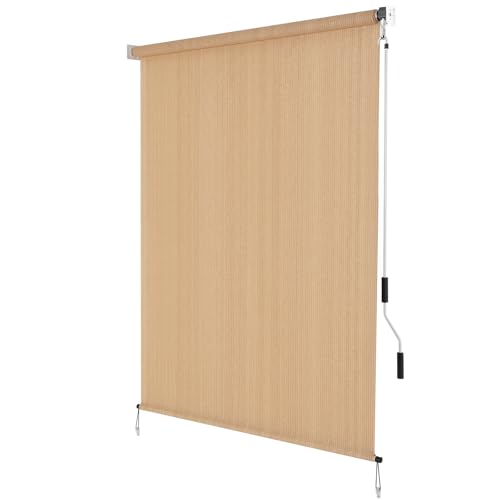 SEEYE Outdoor Sunshade Roller Shades 6' W x 6' H, Cordless Roll Up Shade Blinds Privacy Screen with 90% UV Protection, Exterior Patio Shade Cloth for Porch Pergola Balcony Backyard Windows, Walnut by SEEYE - Image 9