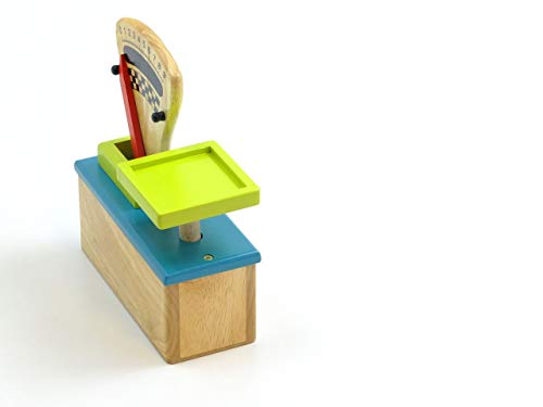 Unbekannt Türkis/Petrolfarbene Kaufladen-Waage aus Holz mit beweglichem Gewichts-Zeiger + Skala von 0-9… – Bild 5