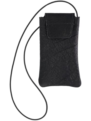 Image of Boston Leather Textured Bison Leather Eyeglass Case with Neck String