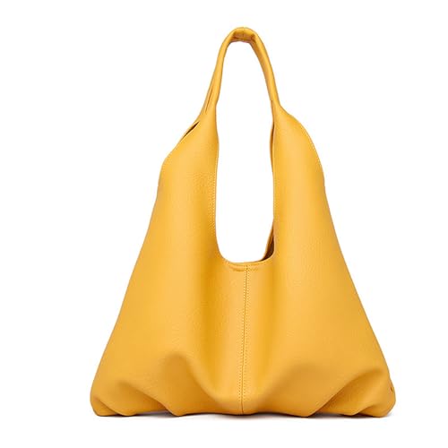 Generisch Leder Handtasche Tote Bag Schultertasche Damen 2-in-1 Design Große Shopper Arbeitstasche mit abnehmbarem Geldbeutel Elegante Ledertasche für Alltag Büro Reise (Yellow)
