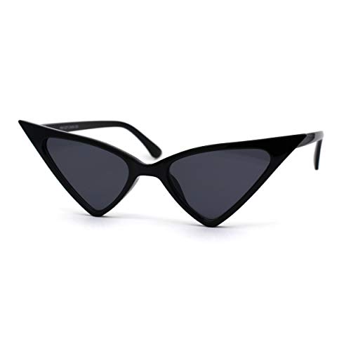 Womens Futuristic Triangular Thin Plastic 80s Cat Eye Sunglasses
