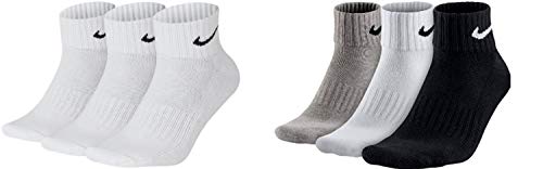 NIKE Socken Herren Damen 6 Paar One Quater Socks Kurze Socke Knöchelhoch Weiß Schwarz Gemischt (weiss grau schwarz) Größe 34 36 38 40 42 44 46 48 50, Farbe:weiß weiß/grau/schwarz, Größe:46-50