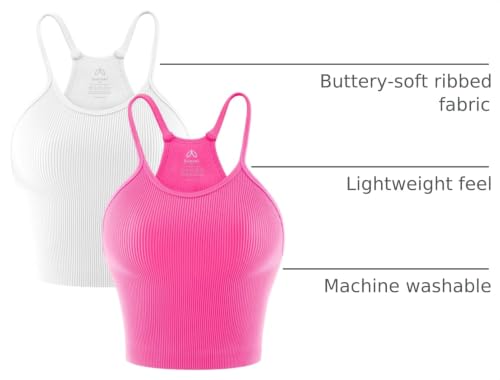 Image of Sunzel Ribbed Crop Tank Top for Women Seamless Racerback Camisole | Buttery Soft Nylon Spandex, Opaque No See Through, Stays in Place, Unpadded, Slim Fit, No Shrink, Yoga Workout Gym Casual