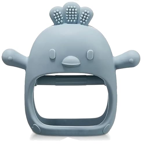 Image of Baby Teething Toy for 0-6 6-12 Months, Food Grade Silicone Teething Mitten, Anti Dropping Wrist Hand Teethers Baby Chew Toys for Sucking Needs, BPA Free Pack of 1 (Blue)