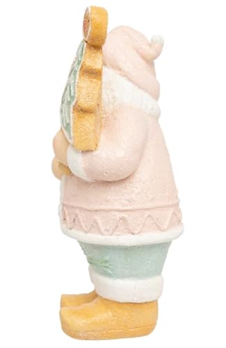 Image of Boston International Christmas Statue Tabletop Figurine Winter Holiday Decorations for Home, 7.25 inch, Pink Santa Sugar