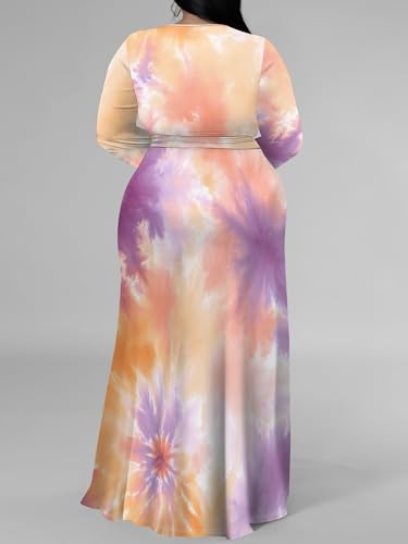 Image of PinkPatty Women's Plus Size Long Sleeve Maxi Dress Casual V Neck Slit Tie Waist Wrap Dresses for Party Cocktail