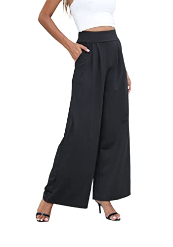 NRTHYE Womens Palazzo Long Pants High Waist Wide Leg Stretchy Loose Fit Casual Trousers with Pocket3