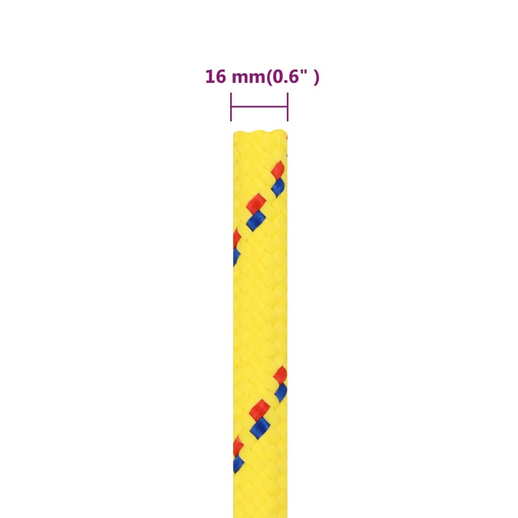 Corda per Barca Gialla 16 mm 25 m in Polipropilene,Corda Marina Completamente,Corda per Barca,Corda Intrecciata-152625