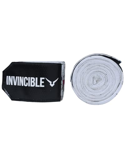 Image of INVINCIBLE Nylon Mexican Style Semi-Stretch Boom Boom Printed Hand Wraps (White, 3.5 Meter)