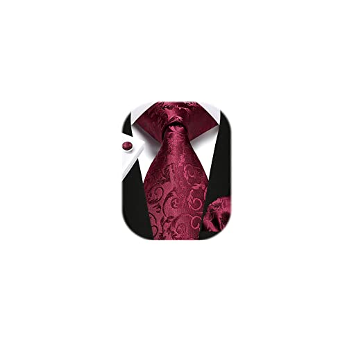 Image of Enlision Mens Ties Solid Color Satin Necktie Ties for men Handkerchief Cufflinks Pocket Squares for Wedding