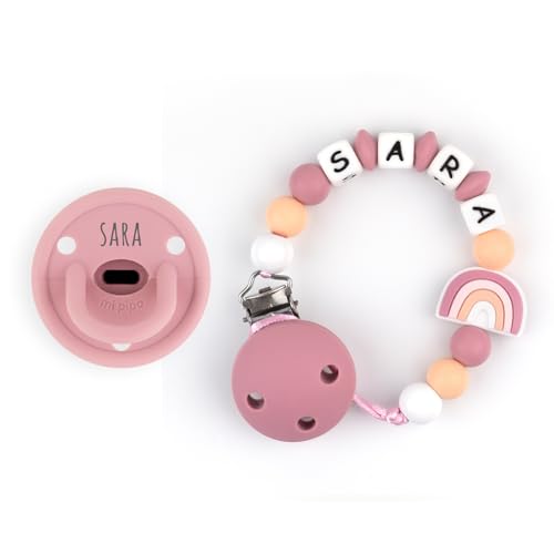 Mi Pipo chupetero personalizado Arcoiris Blush