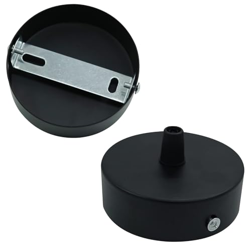 Alppihym 2pcs Mantas colgantes de luz de dosel negro de metal Cubierta de dosel Conector de luz de techo de 80 mm Caja de conexiones de metal, accesorios de luz de dosel