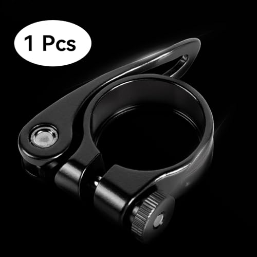 Fahrrad Sattelklemme mit Schnellspanner Aluminium Legierung Sattelklemme,Sattelklemme Schnellspanner Sattelstütze Sattelstützenklemme für Rennrad und MTB (Schwarz, 31.8mm)