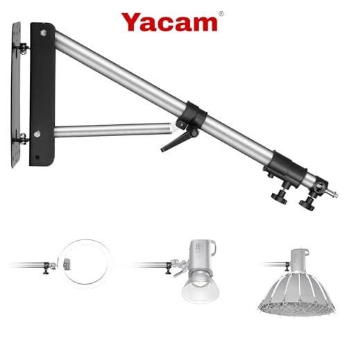Image of Installer Infotech Wall Mount Boom Steel Arm with Triangle Base | 53Inch / 135cm Adjustable Boom Arm for Photography Lights, Ring Light, Softbox & Reflector