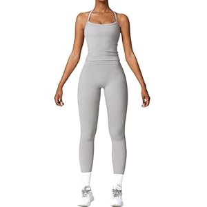 Womens Workout Sets Two Piece Cross Back Tank Top Matching High Waist Leggings Sets Gym Outfits Work Out Clothes