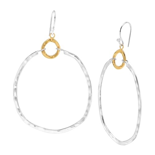 Silpada .925 Sterling Silver & Brass Hoop Earrings for Women, Jewelry Gift Idea, French Wire Back-Findings, 'Dynamic Duo'