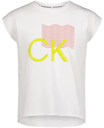 Image of Calvin Klein Girls Short Sleeve Performance T-Shirt, Crew-Neck Neckline & Logo Detailing