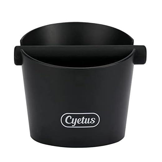 CYETUS Espresso Knock Box With Silicone Rod And Anti-slip Base, Durable 6-inch Knock Box with Impact Absorbent And Removable Knock Bar, Barista Style Espresso Bin Coffee Bin