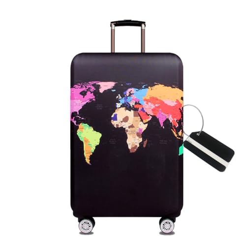 MosaiRudo Thicker Luggage Cover Elastic Suitcase Cover Protector Fits 18-32 Inch Suitcase Travel Accessories (Map S)