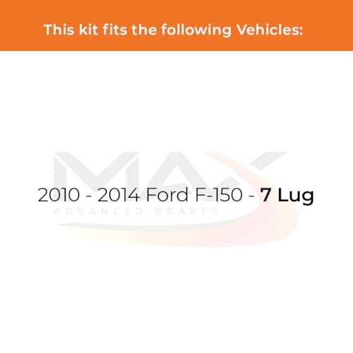 Image of Max Advanced Brakes Front Brake Kit Compatible With 2010 2011 2012 2013 2014 Ford F150 7 Lug Replacement Premium OE Disc Brake Rotors and Ceramic Brake Pads