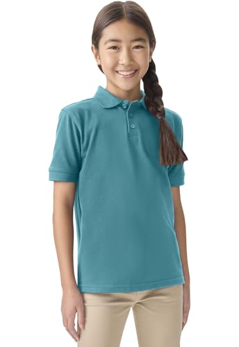 Classroom Uniforms for Boys and Girls, Short Sleeve Pique Polo CR832Y, S, Teal