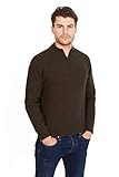 El modelo lleva una talla M. Jack Stuart - Jersey con Media Cremallera para Hombre, 100% Lambswool