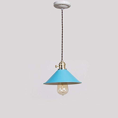 Pendentif lumière extérieur rétro bleu abat-jour lustre plafond bistrot