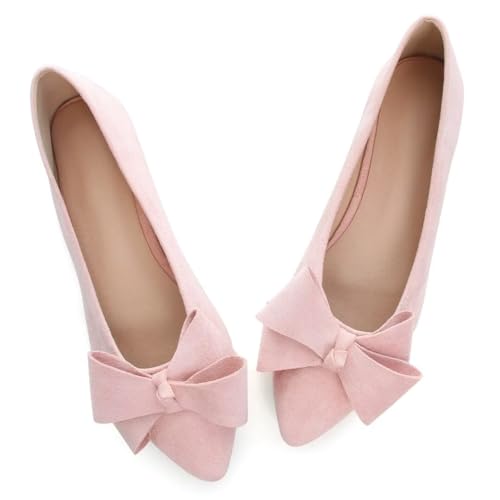 Image of TN TANGNEST Flats Shoes Women Comfort Casual Loafers | Classic Pointed Toe Bowknot Flats Cute Slip On Flats, Wear to Work Travel Walk