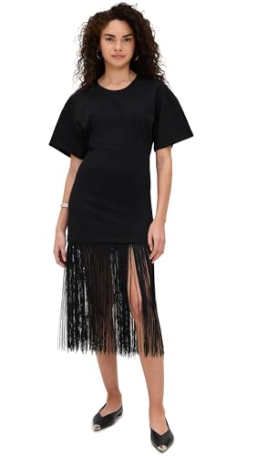 Pixie Market Women's Fringe Cotton Tee Dress, Black, XS