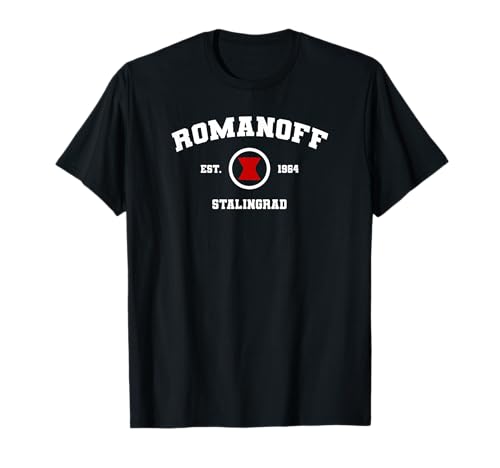 T-shirt Black Widow Marvel style universitaire vintage noir pour femme