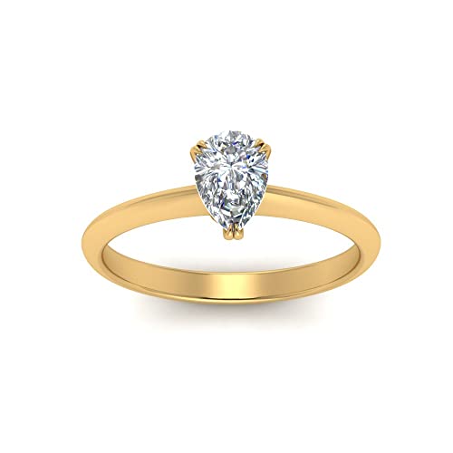 Bague solitaire poire en plaqué or jaune, le cadeau de fiançailles inoubliable taille 47-70