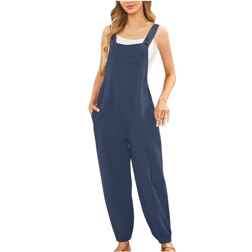 Peto para mujer de verano de gran tamaño, pantalones con tirantes con bolsillos grandes, sin mangas, pantalones de trabajo informales, holgados, monos holgados, monos holgados, sin mangas, pantalones