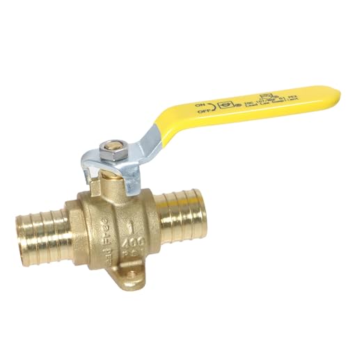 1 PIECE XFITTING 1" PEX SHUT OFF BALL VALVE WITH DROP EAR - FULL PORT, BRASS, CRIMP