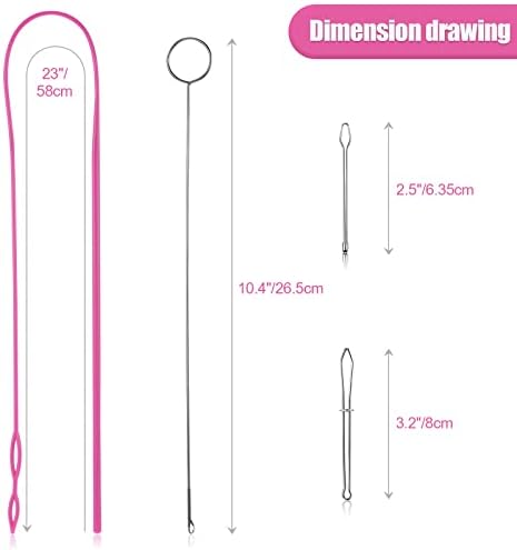 6 Pcs Loop Turner Sewing Tool, Drawstring Threader Tool SetIncluding Elastic Threader Tool, Metal Bodkin, Plastic Drawstring Threader, Loop Turner Tool with Latch for DIY Craft Knitting