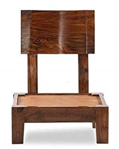 Image of Sheesham Wood Multipurpose Curved Low 1 Seater Sofa Chair for Living Room Bedroom Home Wooden Furniture