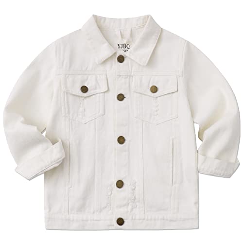 Image of Girls Boys Jean Jacket for (4-14 Years Kids) Trendy Cozy Soft Ripped Denim Coat Casual Outerwear School Travel Teen Gift