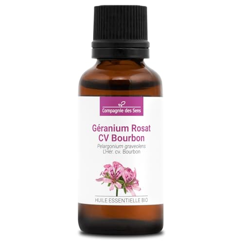GÉRANIUM ROSAT CV BOURBON BIO - 30mL - Huile Essentielle de Qualité Premium - 100% Pure, Naturelle, garantie ChromaCert® - Chémotypée & Intégrale