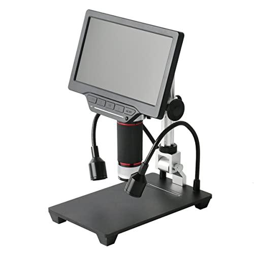 Microscope 16MP 1080P Digital Industry Microscope Camera, 208X Zoom 7 Inch Magnifier Metal Stand(A)