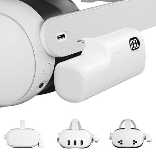 Image of Battery Pack for Meta Quest 3 /3S and 2, Accessories for Oculus Quest 2 /3 /3S, 5000mAh Extended Battery Charger Lightweight VR Accessories VR Headset Power Bank Extra 2-4H Playtime