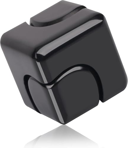 Fidget Cube Spinner Anti-Anxiety Focusing Fidget Toys EDC Fidgets Spinner 4-in-1 Toy Metallic Focus Toy Cube Finger Top Desktop ADHD Stress Relieve Toys for Kids and Adults (Black)
